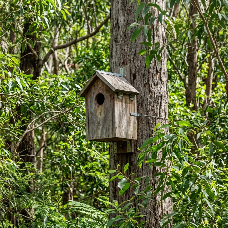 Animal nesting box installed as a humane alternative to a Curlewis roof cavity